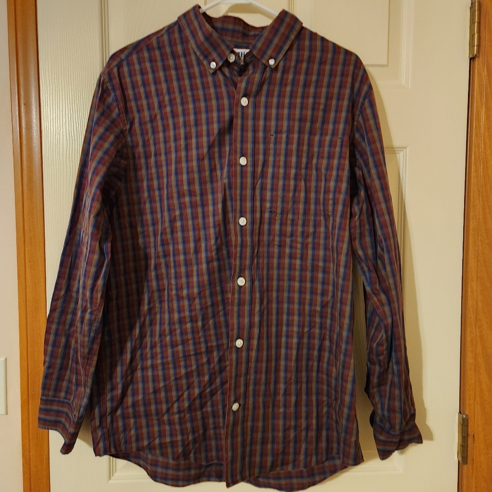 Duluth Trading Co. Mens Button Down Dress Shirt Long Sleeve Plaid 100% Cotton M